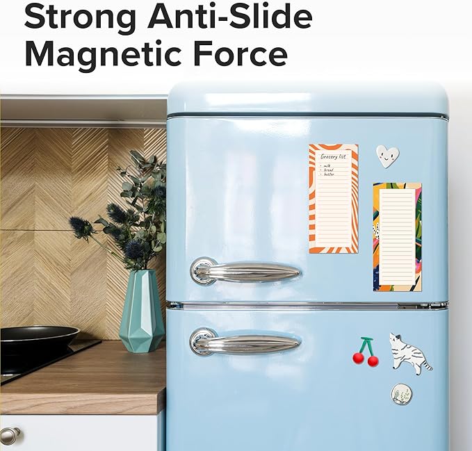 X-bet MAGNET Magnetic Notepads for fridge 120 sheets, grocery list pad for fridge, double gummed paper with color printing, magnetic shopping list pad for fridge (4 pack 30 sheets)