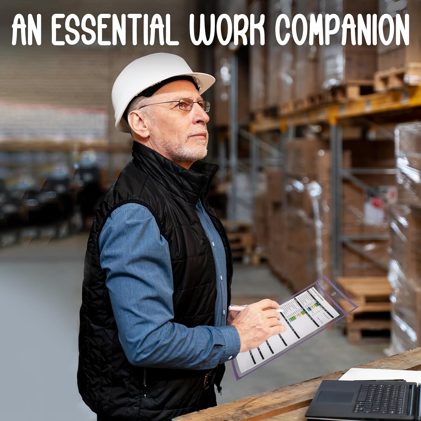 Essex Wares - 5 Pack, Pastel, Job Ticket Holders, 10" Wide x 13.5" Tall - Clear Plastic Shop Ticket Holders - Easy to Use, Reusable & Easy Erase Plastic Invoice Holders, Water-Resistant & Durable