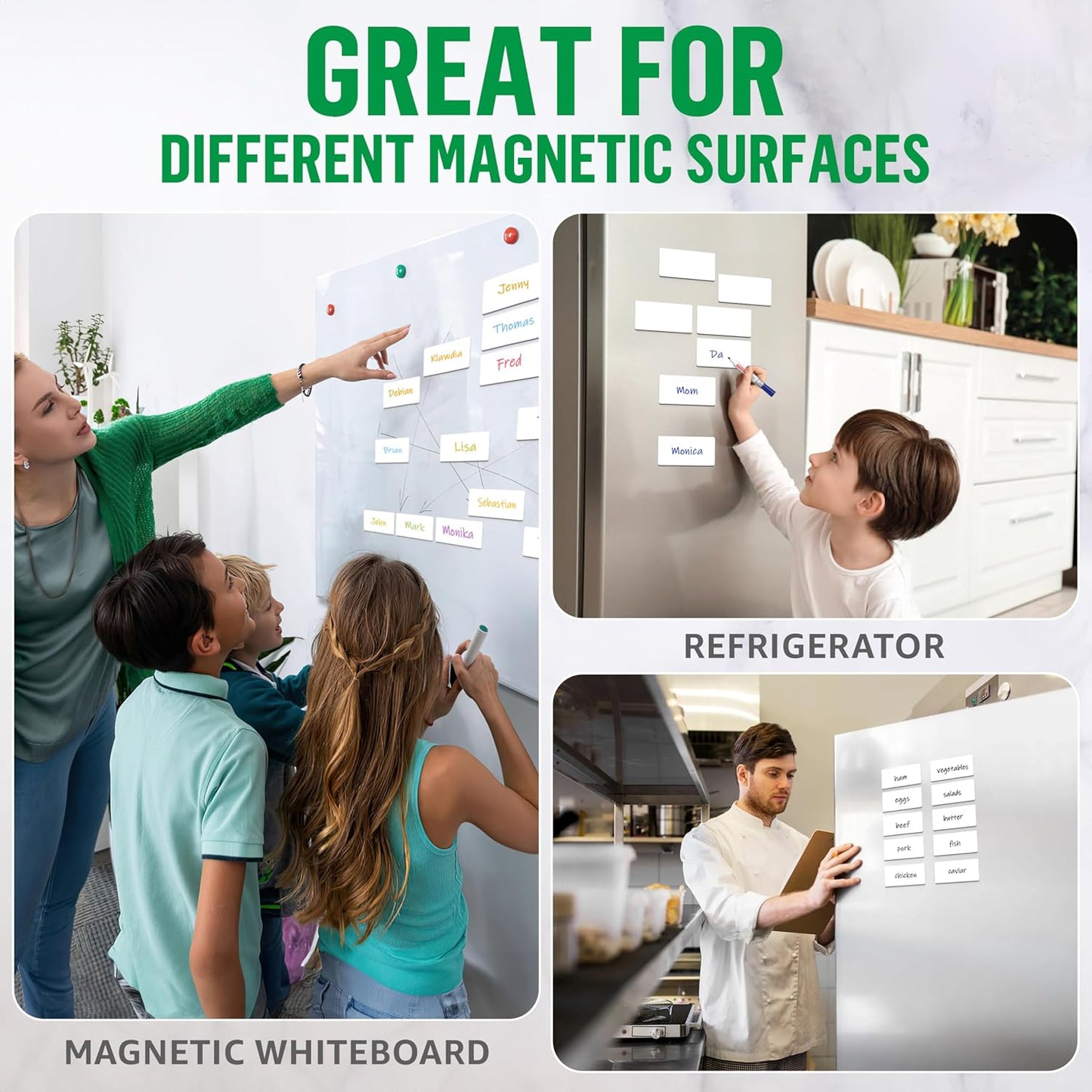 64 Pack Dry Erase Magnetic Labels 2x4 in - Dry Erase Magnets for Classroom Lockers School Bus - Magnetic Dry Erase Labels - Magnet Labels for Whiteboard - Name Magnets Plates for Classrooms Blanked