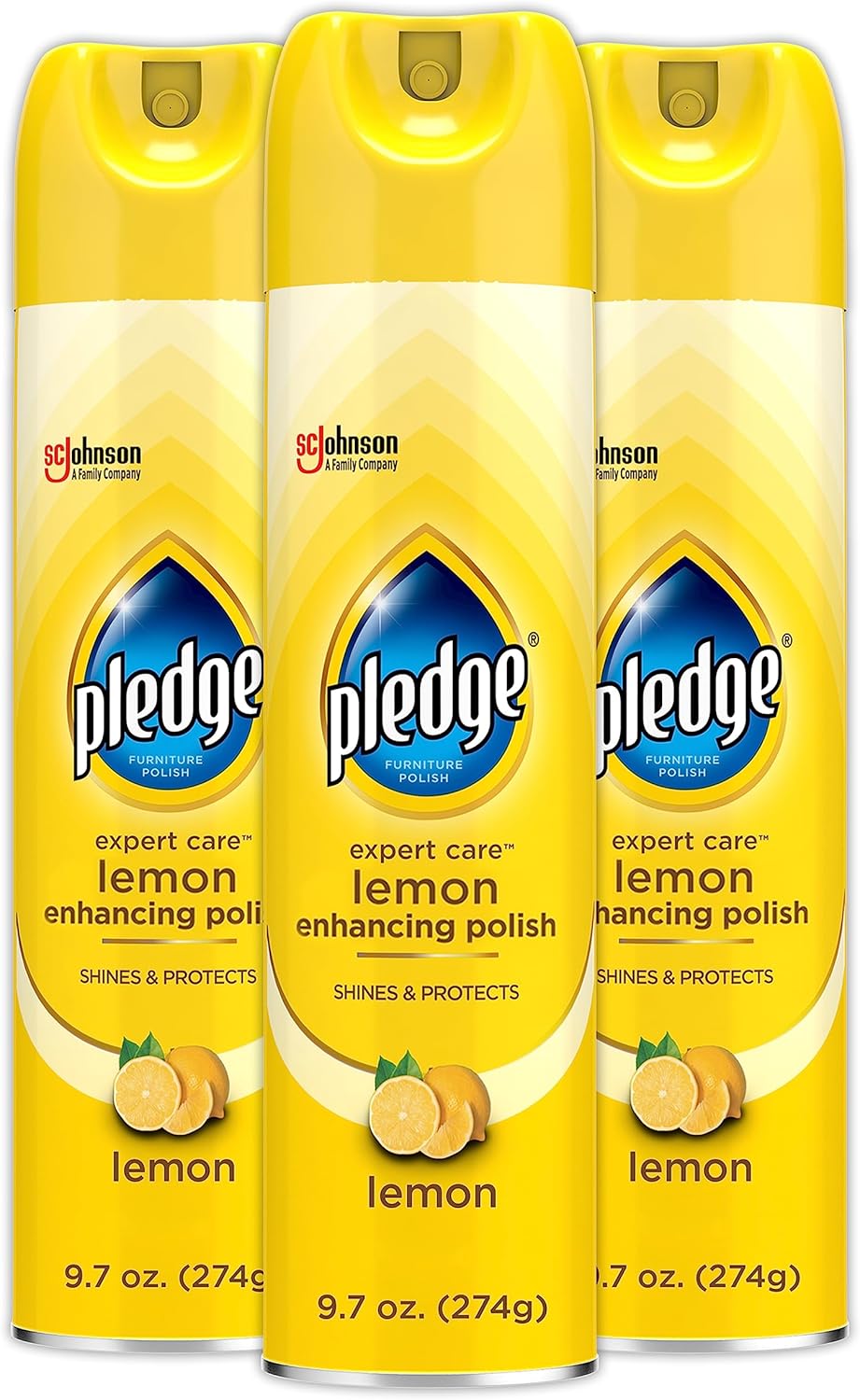 Pledge Enhancing Polish, Furniture & Wood Spray, Lemon Scent, 9.7oz (Pack of 3)