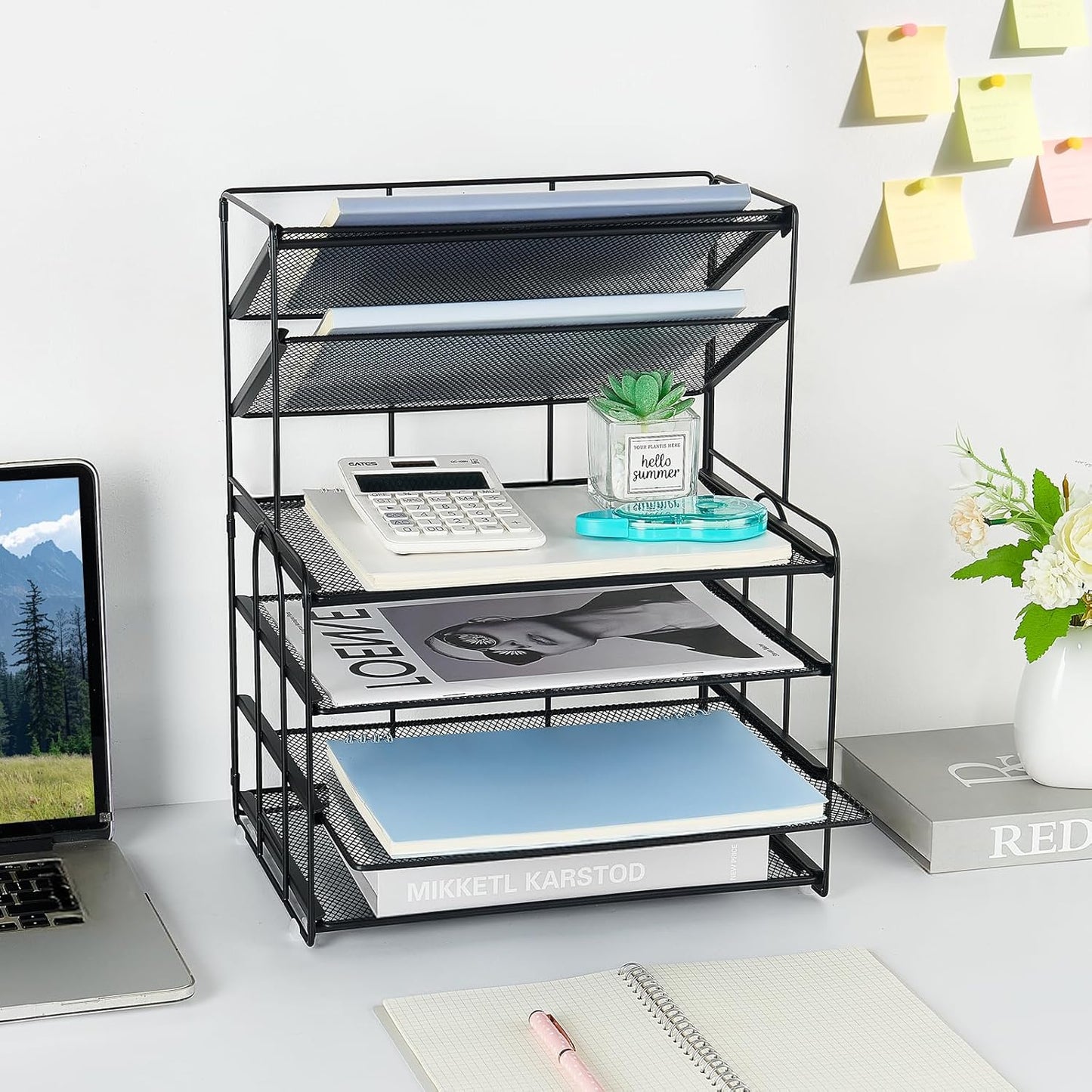 6-Tier Letter Tray Paper Organizer, Desk Organizers and Accessories, Desktop File Organizer, Office Desk Accessories for Office Supplies(Black)