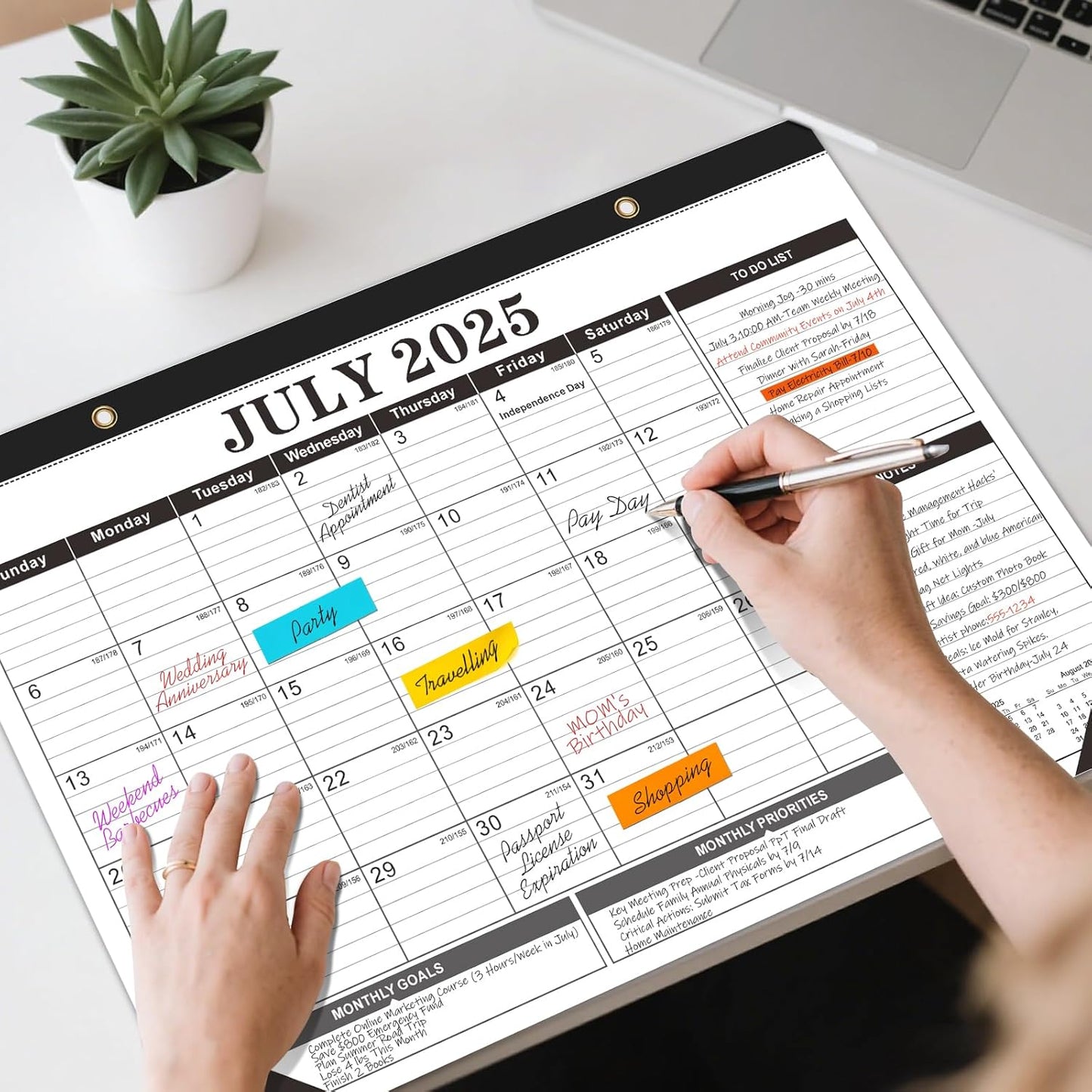 Tcamp Desk Calendar 2025-2026 from July 2025 to December 2026, Large 17" x 12" Wall Calendar with Julian Dates, 18 Months Desk Planner for Home School Office Desktop, Christmas Gifts