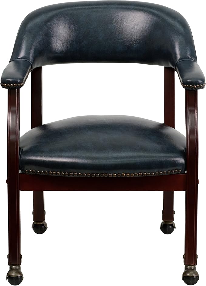 EMMA + OLIVER Navy Vinyl Luxurious Conference Chair with Casters