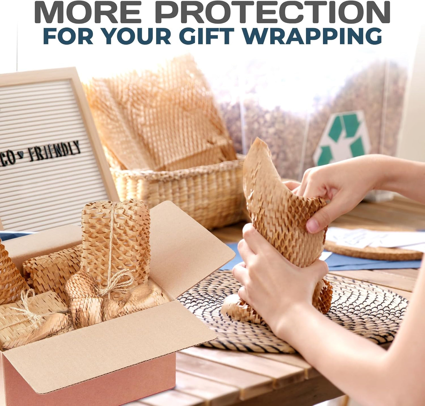 HexaFil Honeycomb Packing Paper - Eco-Friendly, Sustainable Filler for Shipping and Moving, Cushioned Packing Material in Dispenser Box, Alternative to Bubble Wrap - White, 12" x 1700'