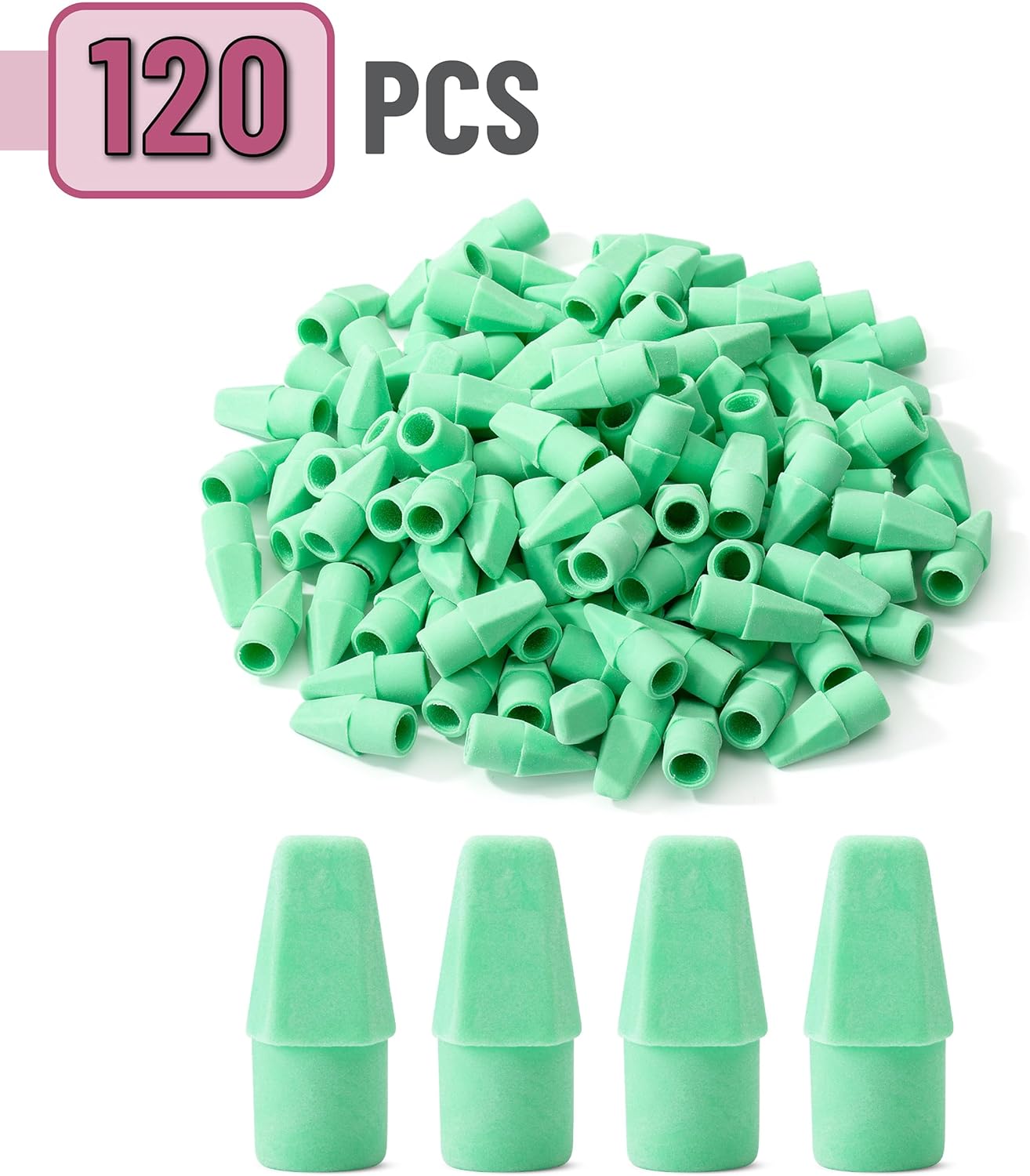 Mr. Pen- Pencil Erasers Toppers, 120 Pack, Green, Erasers for Pencils, Pencil Top Erasers, Pencil Eraser, Back to School Supplies