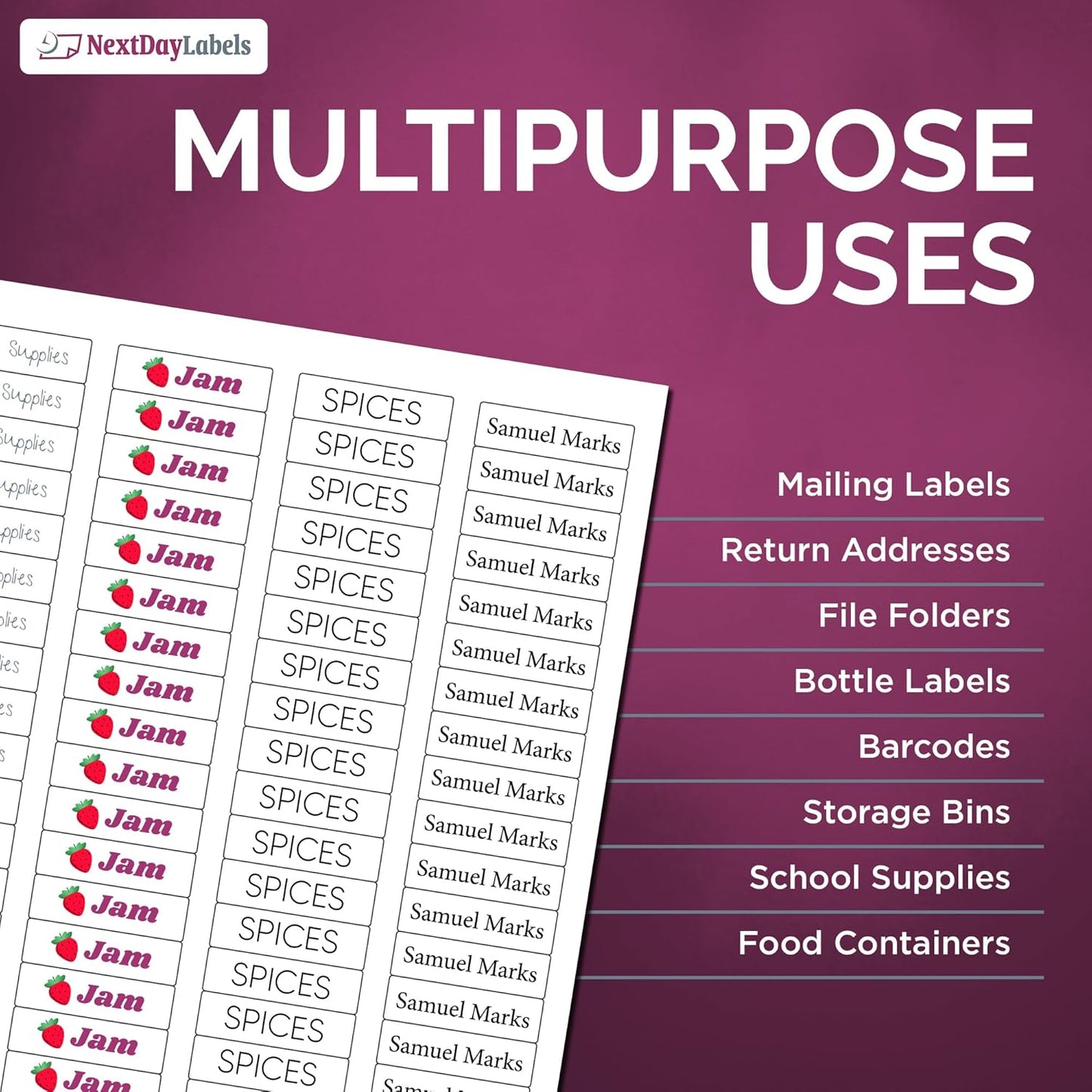 NextDayLabels – 1-3/4" x 1/2" Rectangular Sticker Labels for Printer - White Laser/Inkjet Printer Labels Return Address Labels Shipping Label Stickers (100 Sheets, 80 Per Sheet, 8000 Labels)
