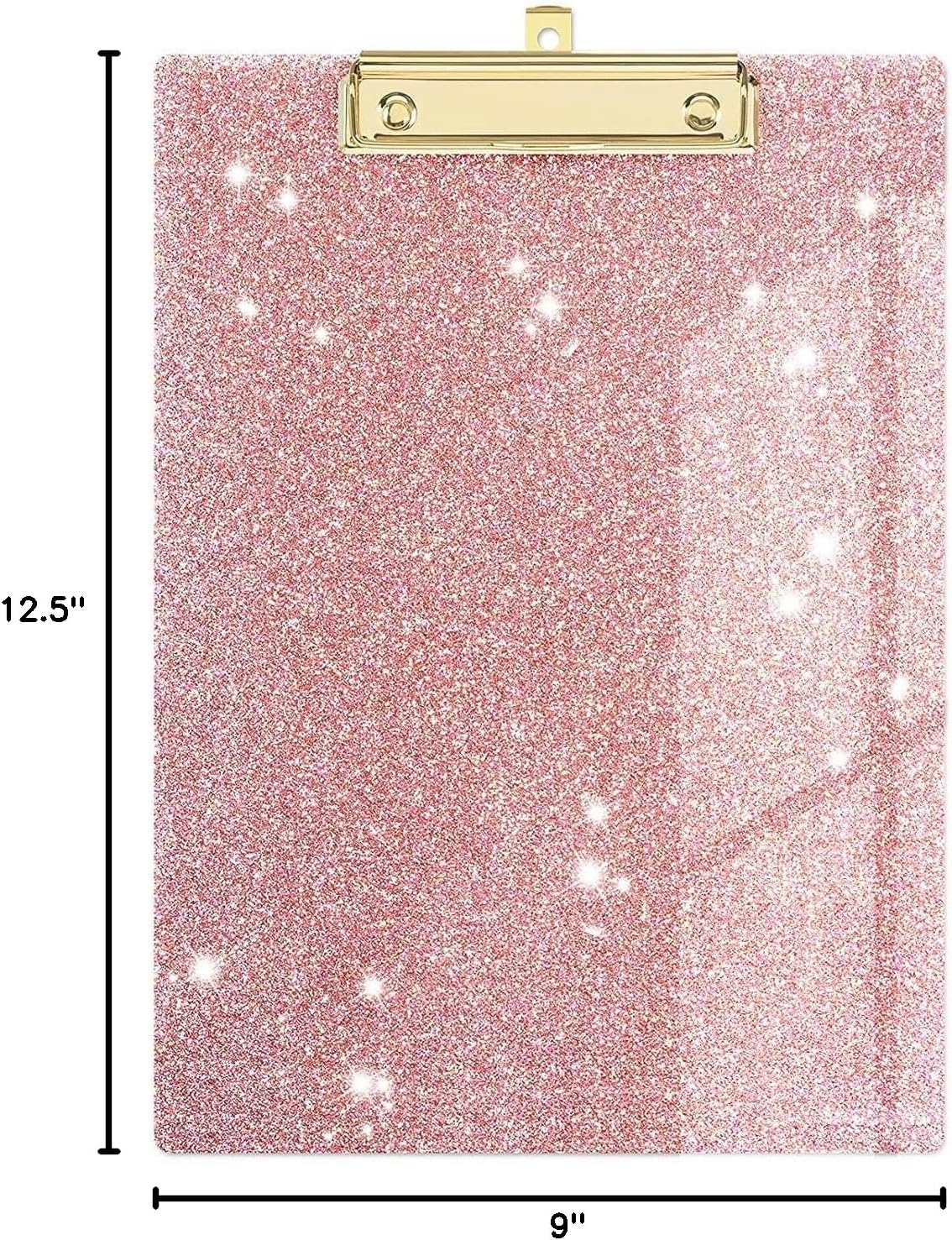 UNIQOOO Sparkle Rose Gold Glitter Clipboard with Shinny Gold Finish Clip, Perfect for Modern Arts Lover, Fashion Style Expert, Calligrapher, Office, Seminars, Workshops, Home School, Classroom
