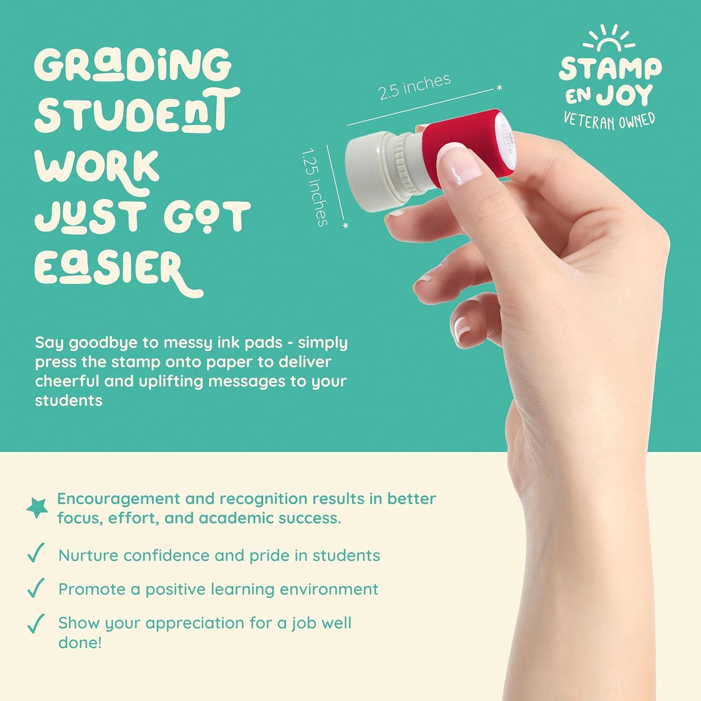 6 Self-Ink Flash Stamp Set, Multicolor Teacher Stamps for Classroom, Stamps for Teachers, Pre-Inked, Refillable Stamps (Celebration Set)