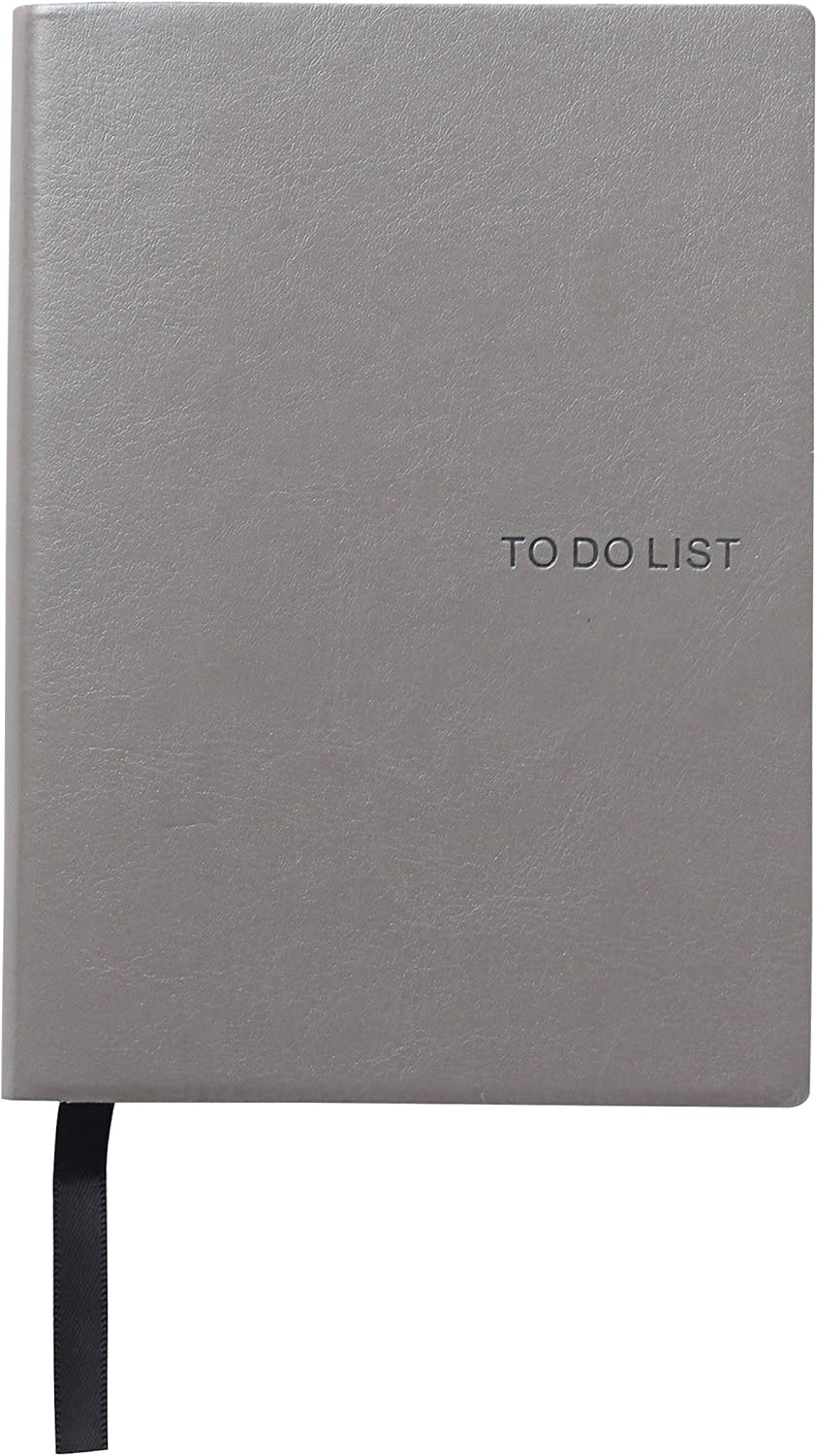 Daily to Do Checklist Notebook, Task Management, Organizer Planner, Hardcover, Ribbon Bookmark, 4.1 x 5.8”, A6 size, 110 Sheets (Grey)