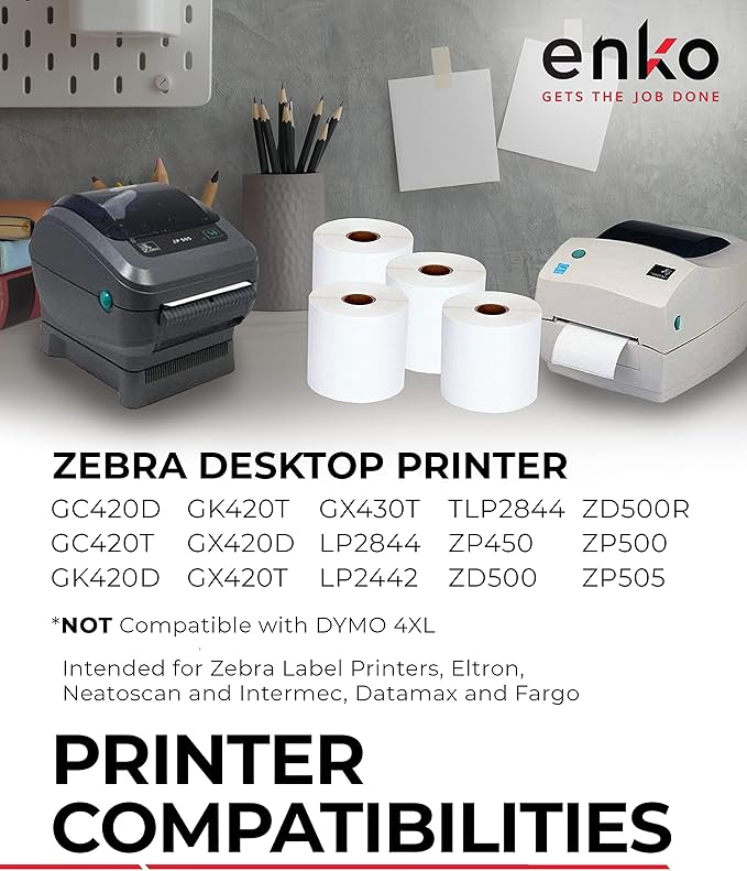 enKo [12 Rolls, 7440 Labels] 4 x 2-1/2 inches Direct Thermal Labels, FBA Stickers, FNSKU Label Compatible for Zebra/Eltron