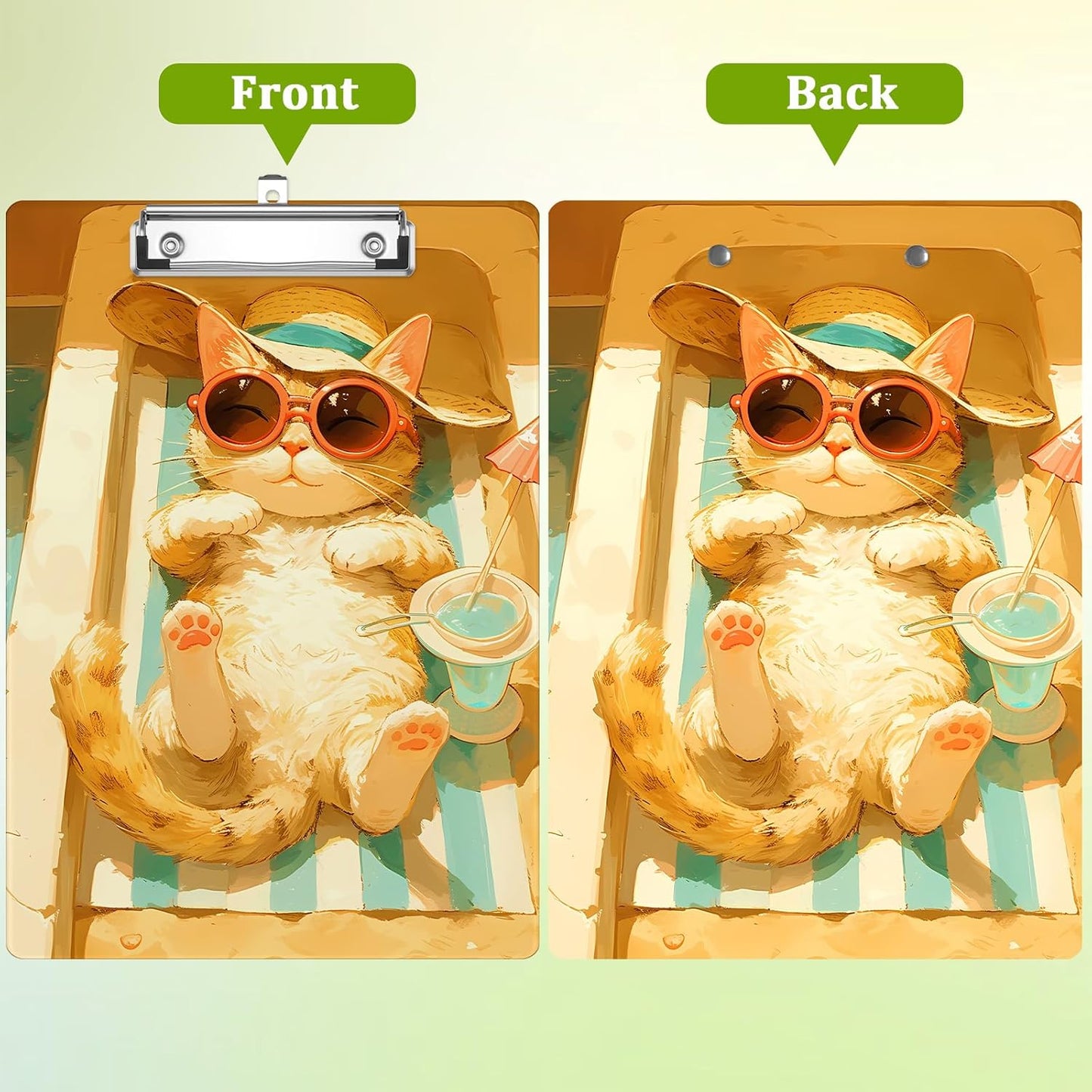 Cute Cat Clipboard,Decorative Acrylic Clipboard with Low Profile Metal Clip for Office,School,Teachers,Students Standard Letter Size 9x12.5