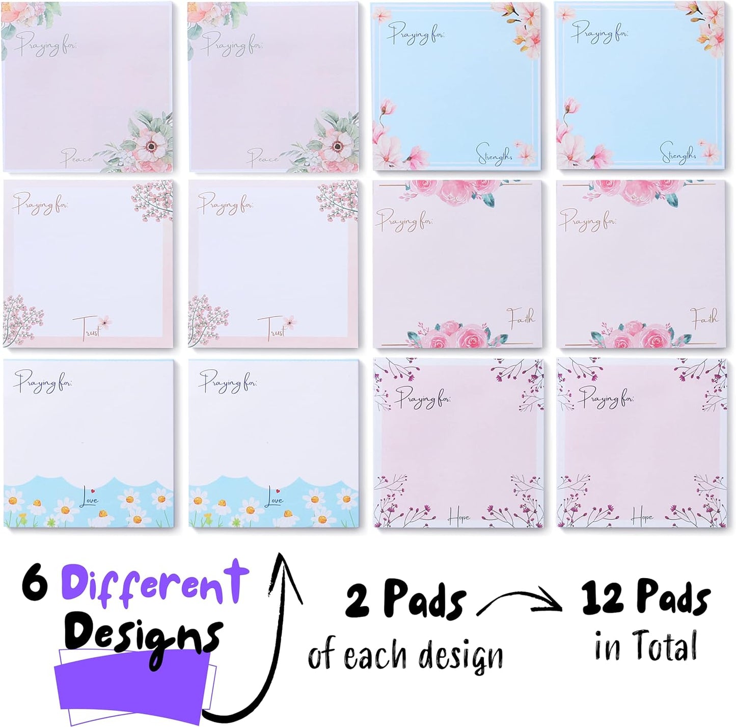 Mr. Pen- Floral Sticky Notes, 3'x3', 12 Pads, Aesthetic Colorful Sticky Notes in Bulk