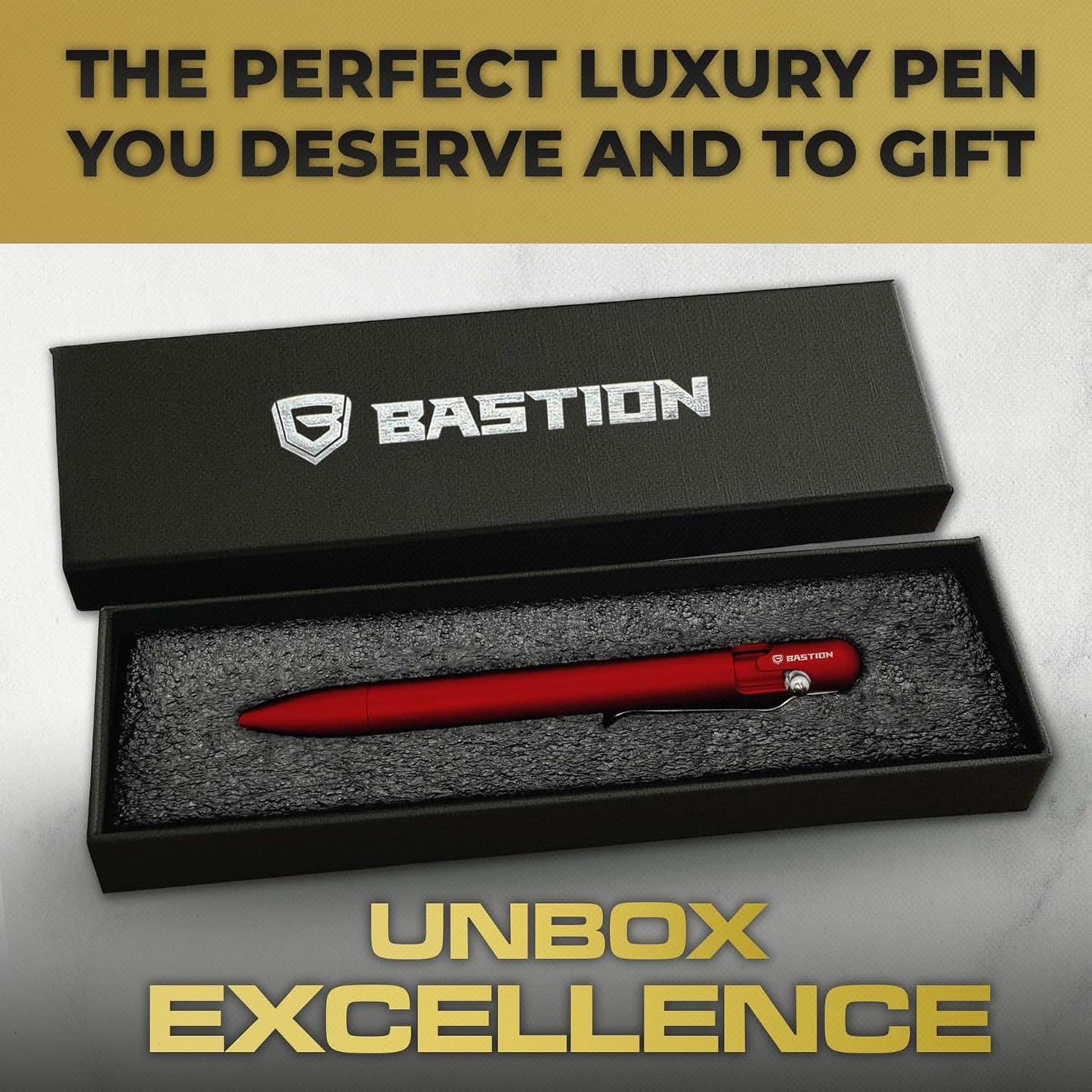 BASTION® Luxury Bolt Action Pen, Durable Professional Ballpoint Pen with Fine Tip, EDC Pen, Ink Refillable Pen for Birthday Gift, Travel Pen for School and Work