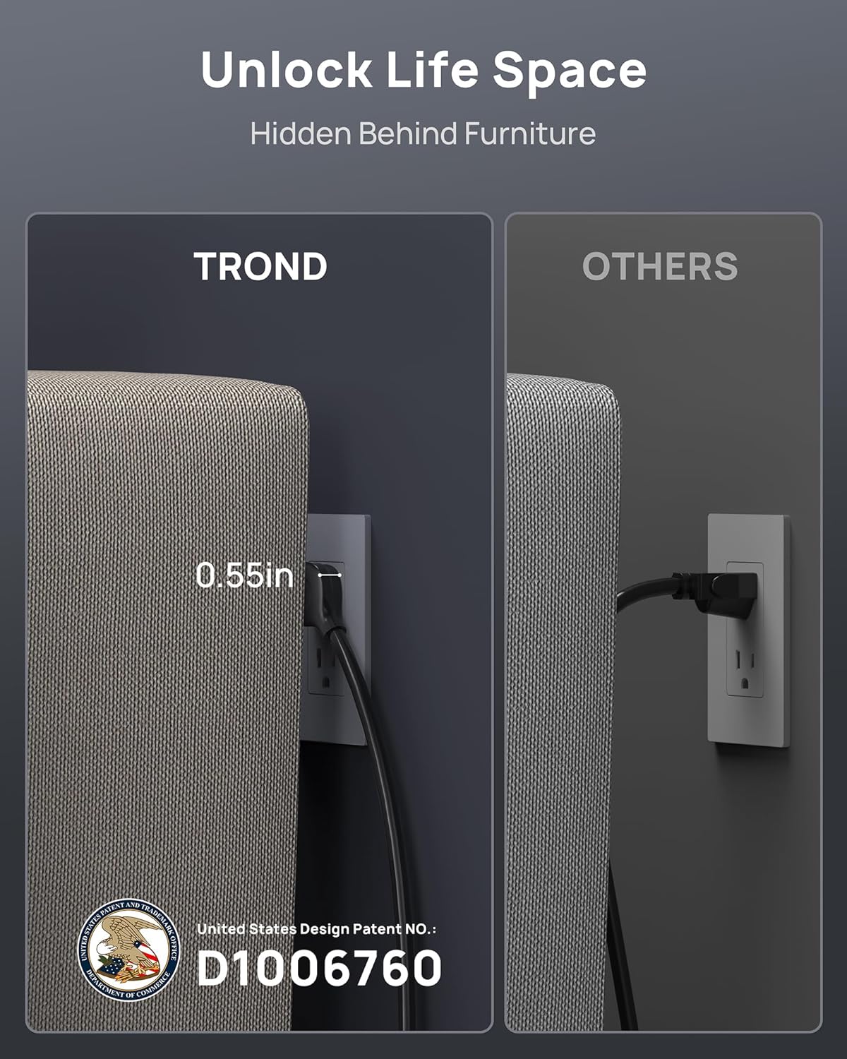 TROND Surge Protector Power Strip 15 ft Cord - Long Extension Cord, 13 Widely-Spaced Outlets Expansion with USB C Ports, 4000 Joules, Flat Plug, Wall Mount, ETL Listed, Office Desk Accessory, Black