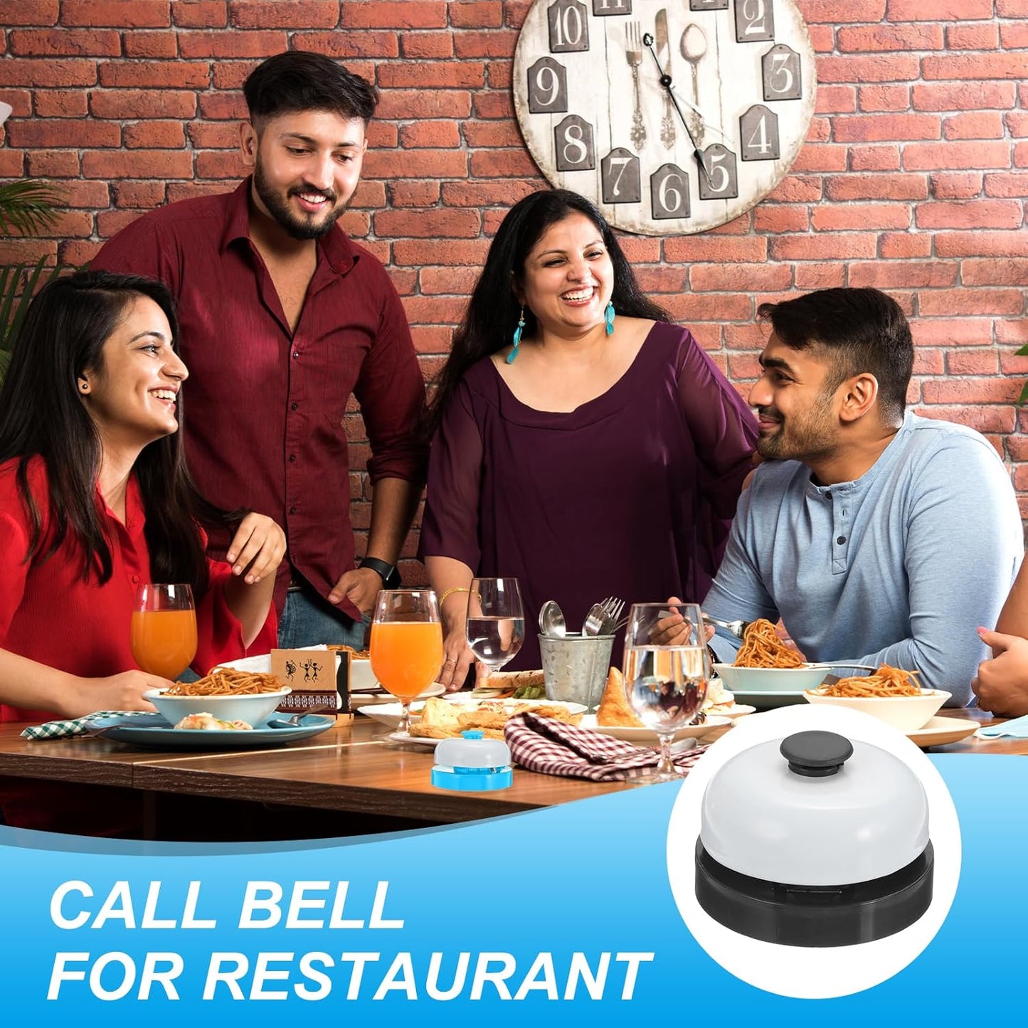 PATIKIL 6 Pcs Desk Call Bell 2.5" Dia with Metal Anti-Rust Construction Black/White