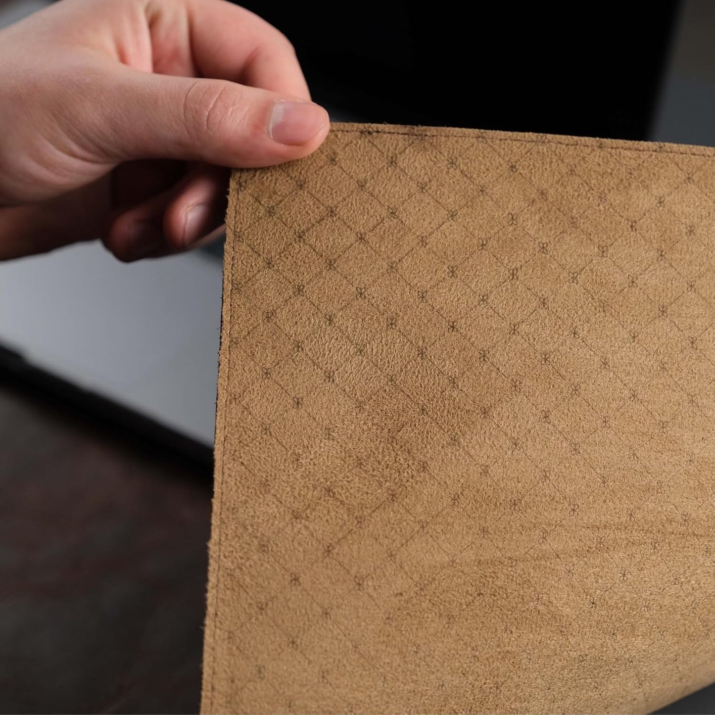 Jersey Genuine Calfskin Leather Desk Pad, Office Desk Mat with Non-Slip Bottom, Smooth Surface for Mouse & Keyboard, Desk Protector (36x19 inches) (Dark Brown)