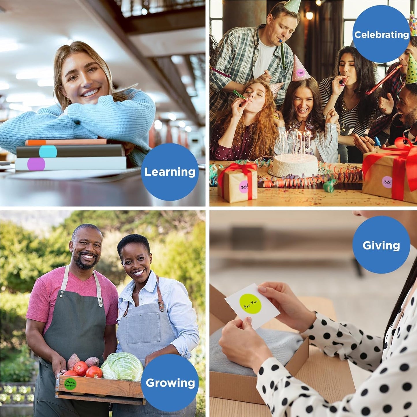 ChromaLabel 1.50 Inch Round Label Permanent Color Code Dot Stickers, 500 Labels per Dispenser Box, Black