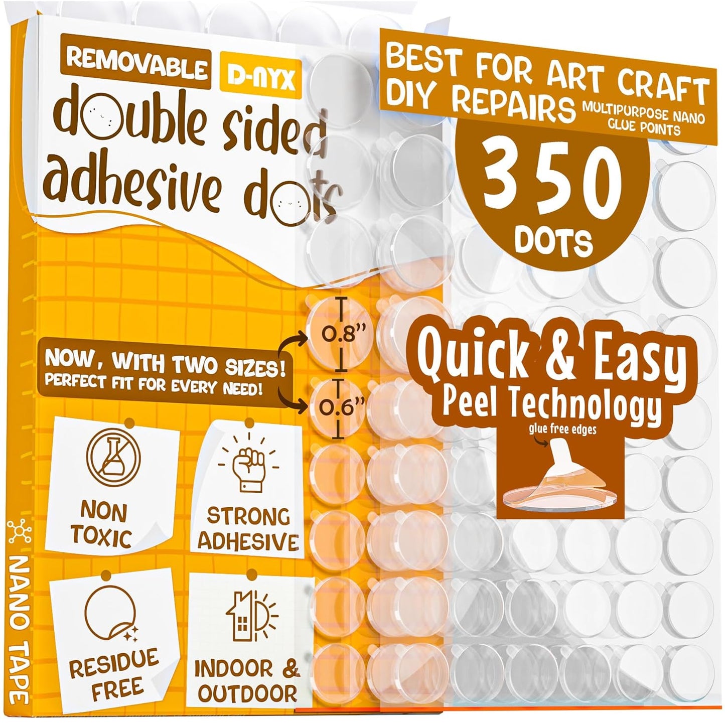 Double Sided Tape Adhesive Dots Stickers 280, 350, 450, 550 or 700 Pack Removable Putty No Trace Clear Sticky Tac Blue Sticky Tack Balloon Tassels Picture Hanging Strips (350 Sticky Dots)