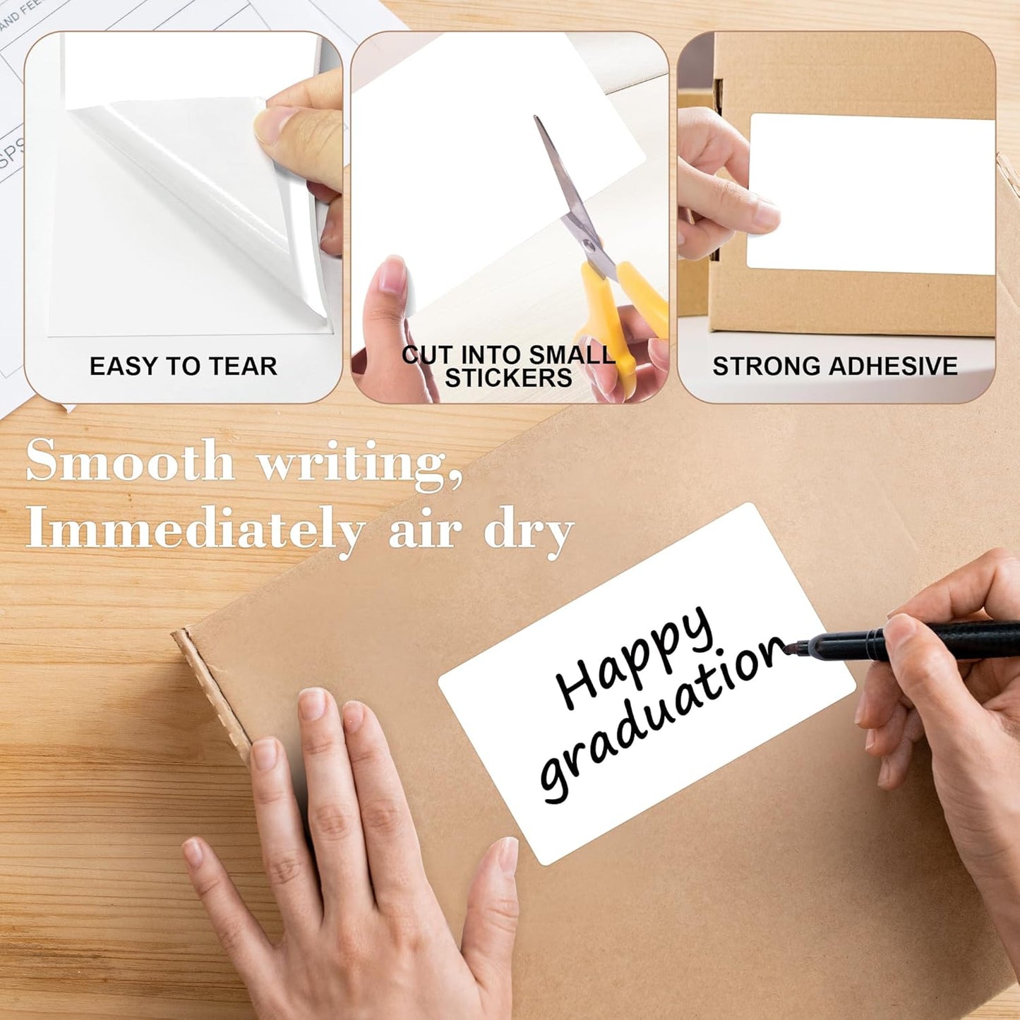 PARLAIM 3x5 inch Rectangle Color Code Stickers, 1000PCS 4 Rolls Square Adhesive Inventory Label, White