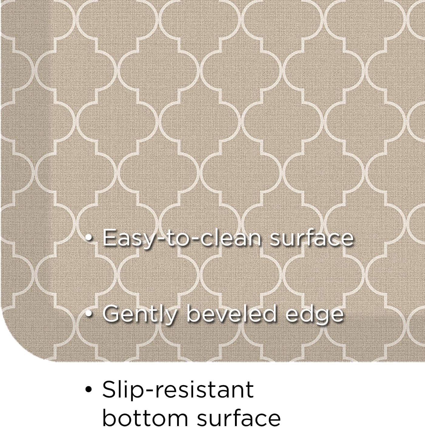 NewLife by GelPro Anti-Fatigue Designer Comfort Kitchen Floor Mat, 30x108" , Trellis Khaki Stain Resistant Surface with 3/4” Thick Ergo-foam Core for Health and Wellness