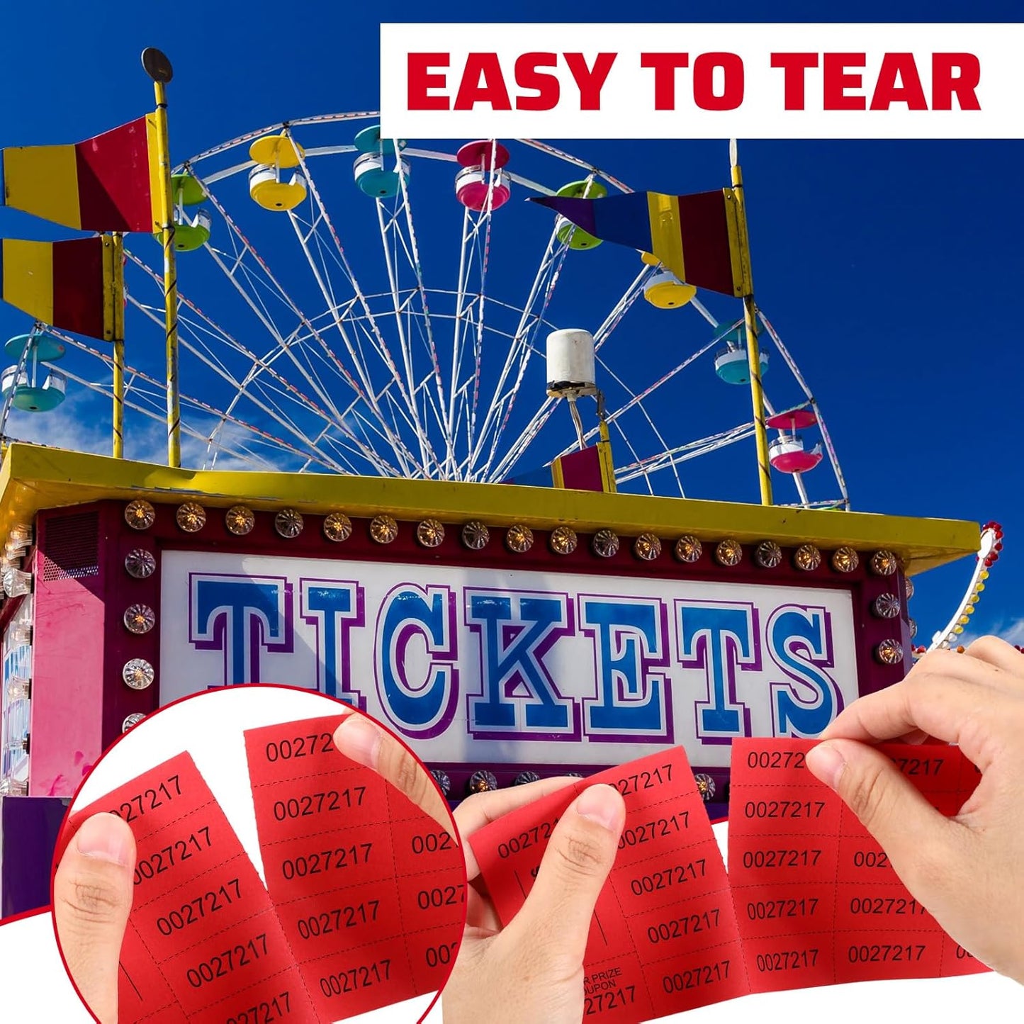 Kosiz 504 Sheets 20 Bid Raffle Ticket with Different Numbers Per Sheet Chinese Auction Tickets for Events Church Basket Auction Silent (Red)