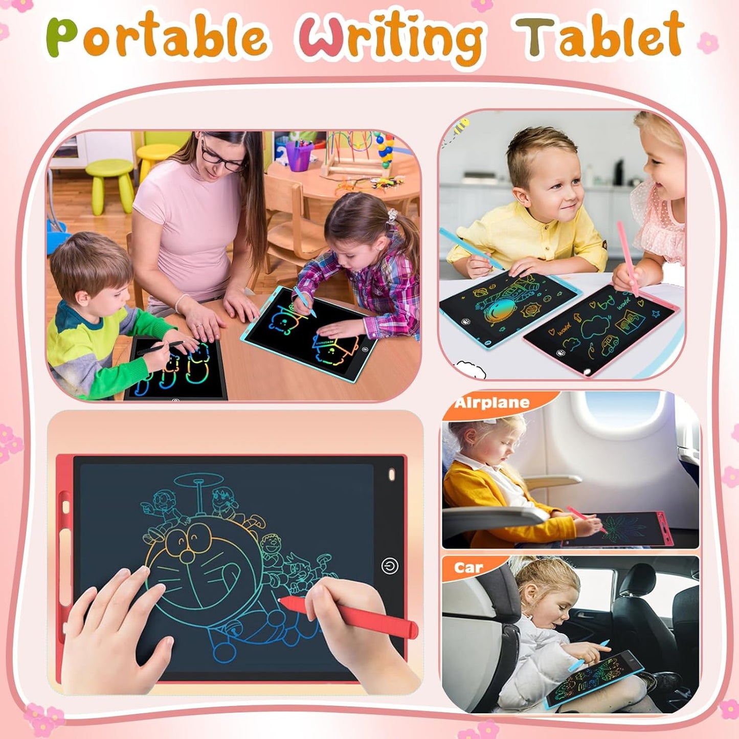 4 Pack LCD Writing Tablets for Kids, 8.5 Inch, Toddler Toys Colorful Doodle Board Birthday Gifts for Ages 3-8 Boys Girls, Drawing Tablet for Learning and Education (Blue Pink Red Black)