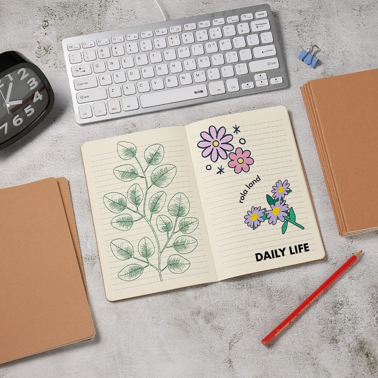 24 Pack College Ruled Notebook & Journal Bulk, Kraft Cover, Line Thick Paper, A5 Size, 5.5x8.3 inch, 60 Pages, Small Subject Note Pad Planner Set for Women Men Kids Traveler Student Office