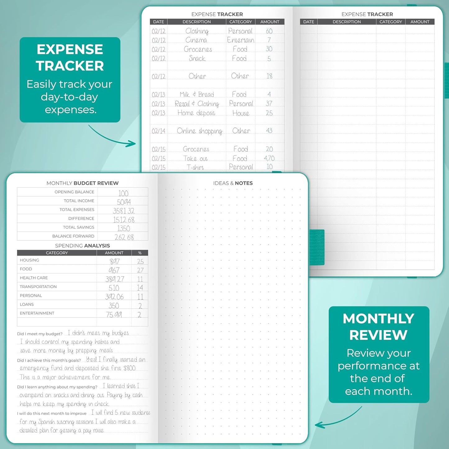 Clever Fox Budget Planner Pocket – Mini Expense Tracker Notebook. Monthly Budgeting Organizer, Finance Logbook & Accounts Book, Small (Aquamarine)