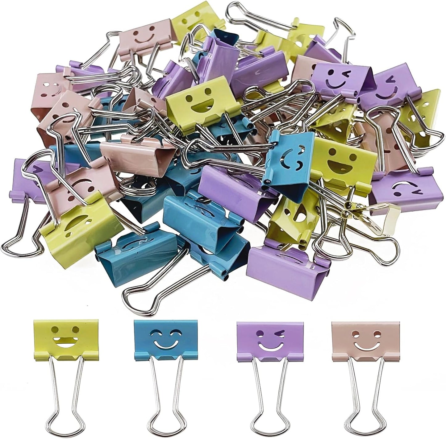 Cute Binder Clips(1 inch/25mm), 48Pcs, Colored Binder Clips, Binder Clips Medium Size, Color Binder Clips, Clips, Paper Clips, Binder Clip, Clips for Paperwork, Office Clips