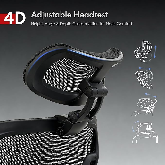 FLEXISPOT ErgoX Max Ergonomic Office Chair Black - Aluminum Alloy Frame & Base, 661 lb Capacity, 5D Armrests, 4D Adaptive Lumbar & 4D Headrest