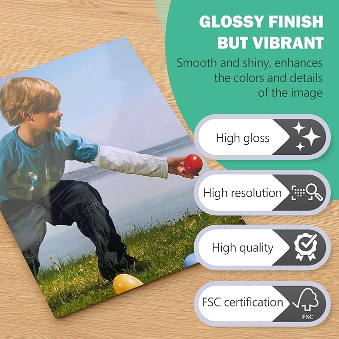 Glossy Photo Paper 4x6, 5x7, 8.5x11, 120 Variety Pack Bulk, Assorted Sizes, Inkjet printer, 52lb/200gsm