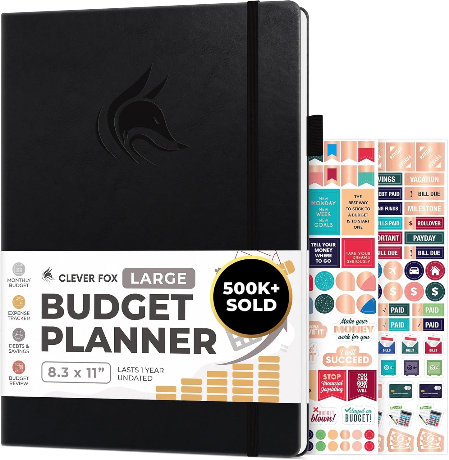 Clever Fox Budget Planner Large – Expense Tracker Notebook. Monthly Budgeting & Bill Organizer, Finance Logbook & Accounts Book, A4 (Black)