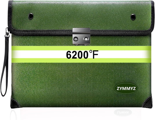 6200°F Fireproof Money Bag with Lock,9 Layers of Heat Insulated Materials,Upgraded Fireproof Zipper/Reflective Strip,Water Resistant Fire Proof for Cash,A5 documents（Not Suitable for A4 Files）