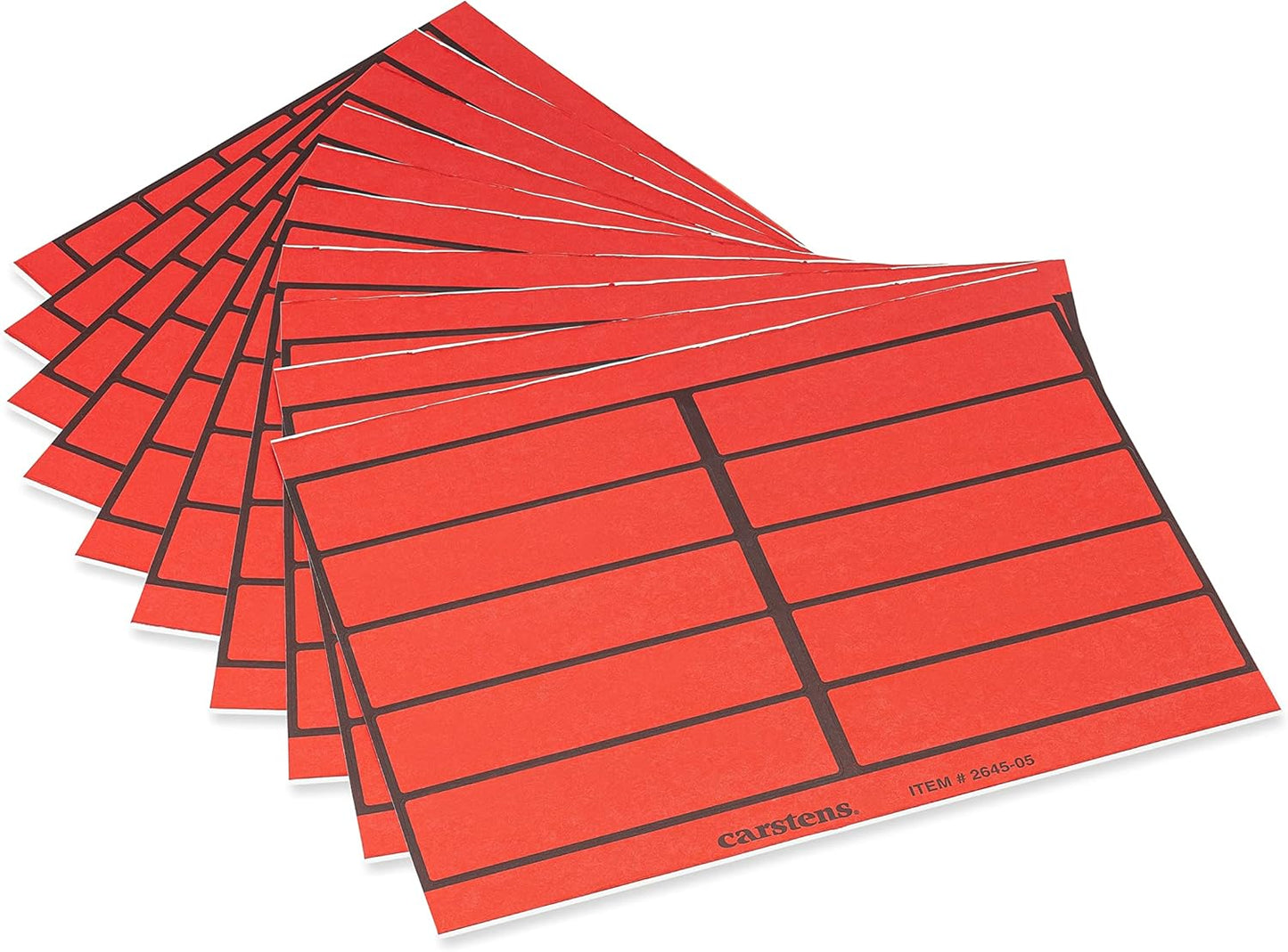 Carstens Adhesive Binder Labels, 5 3/8” x 1 3/8”, Stickers for 1.5” – 4” Ring Binder Spines, Inkjet and Laser Printer Compatible, Red, 20 Sheets, 10 Labels Per Sheet