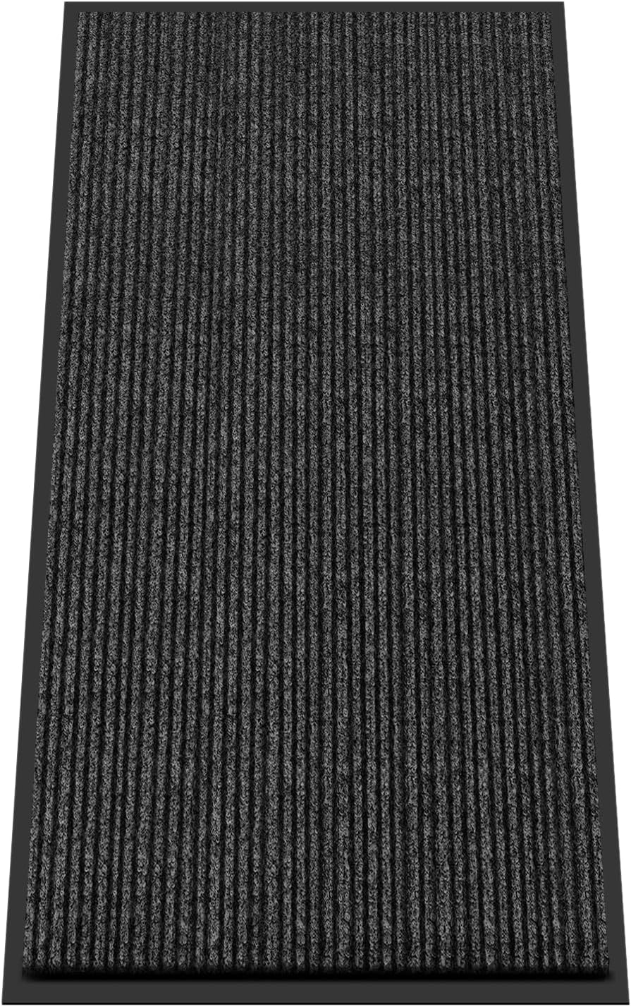 Kuyal Front Door Mat, 2'x4' Indoor Outdoor Entrance Mat, Commercial Floor Mats Inside Outside Entrance, Heavy Duty Durable Welcome, Rubber Backing Non Slip Outdoor Mats for Entryway,Black