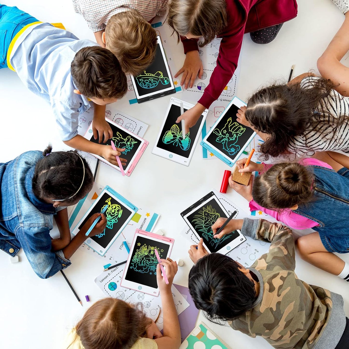 Zhehao 20 Pack LCD Writing Board for Kids, 8.5 Inches Doodle Reusable Screen Drawing Pad Erasable Painting Pads Educational Toy for 3-8 Years(Light Blue, Black, Pink, White)