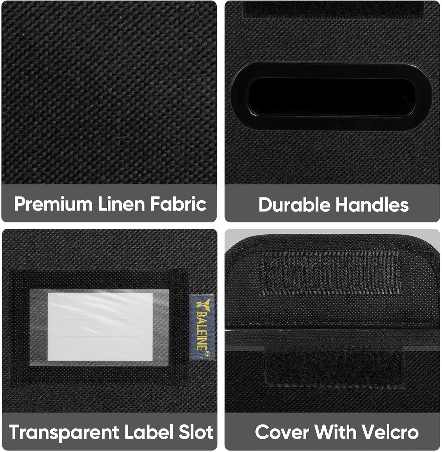 BALEINE File Organizer Box with Lid, Collapsible File Folder Organizer with Plastic Slide, Hanging File Folder Box for Office Document Storage (1 Pack, Black, S)