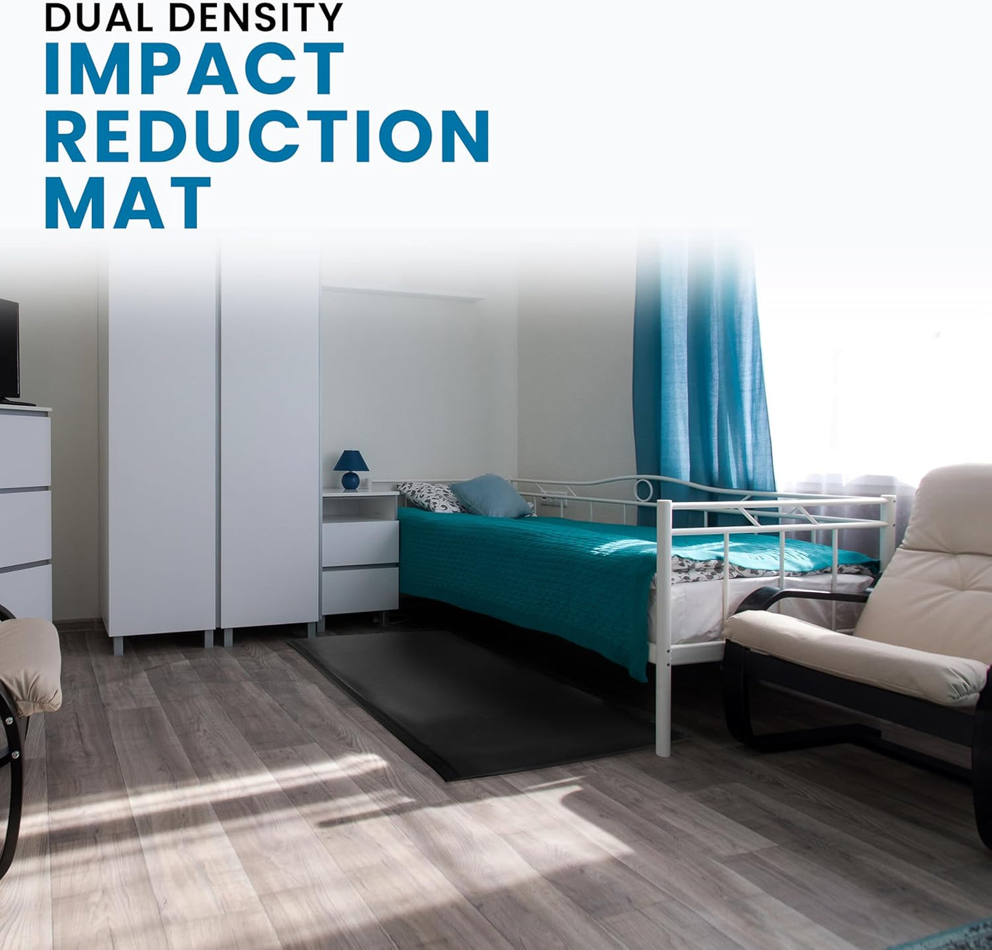 American Excelsior - Large Safety Bedside Impact Reduction Mat for Elderly and Disabled, Non-Slip with Beveled Edges