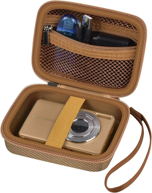 Case Compatible with VAHOIALD FHD 1080P Digital Camera/for CAMKORY Digital Point and Shoot/for Kodak PIXPRO FZ45-BK 16MP Vlogging/for IWEUKJLO/for Nsoela, Holder for SD Card More (Dark Brown)