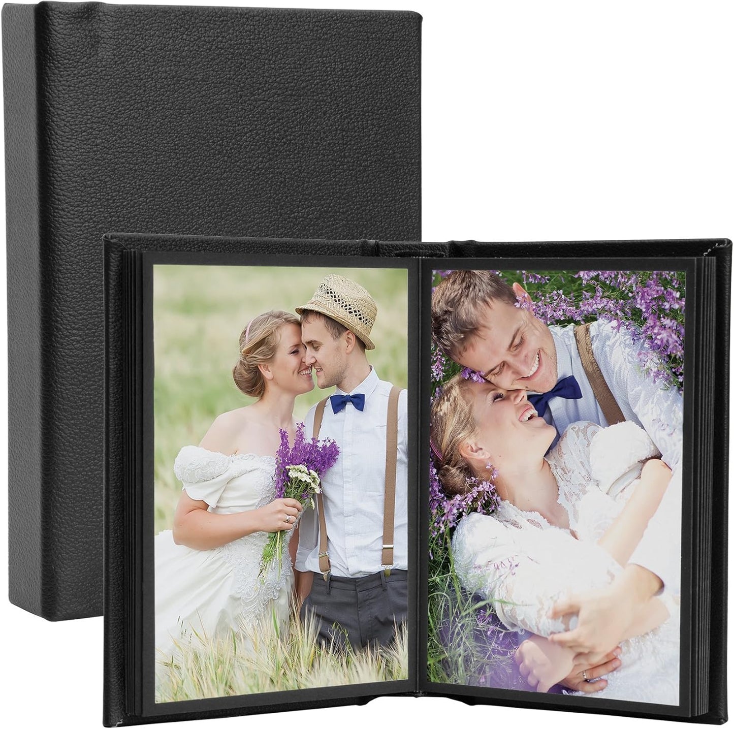 Neil Enterprises Inc. 4" x 6" Black Leather Self-Stick Photo Album - Holds 20 photos