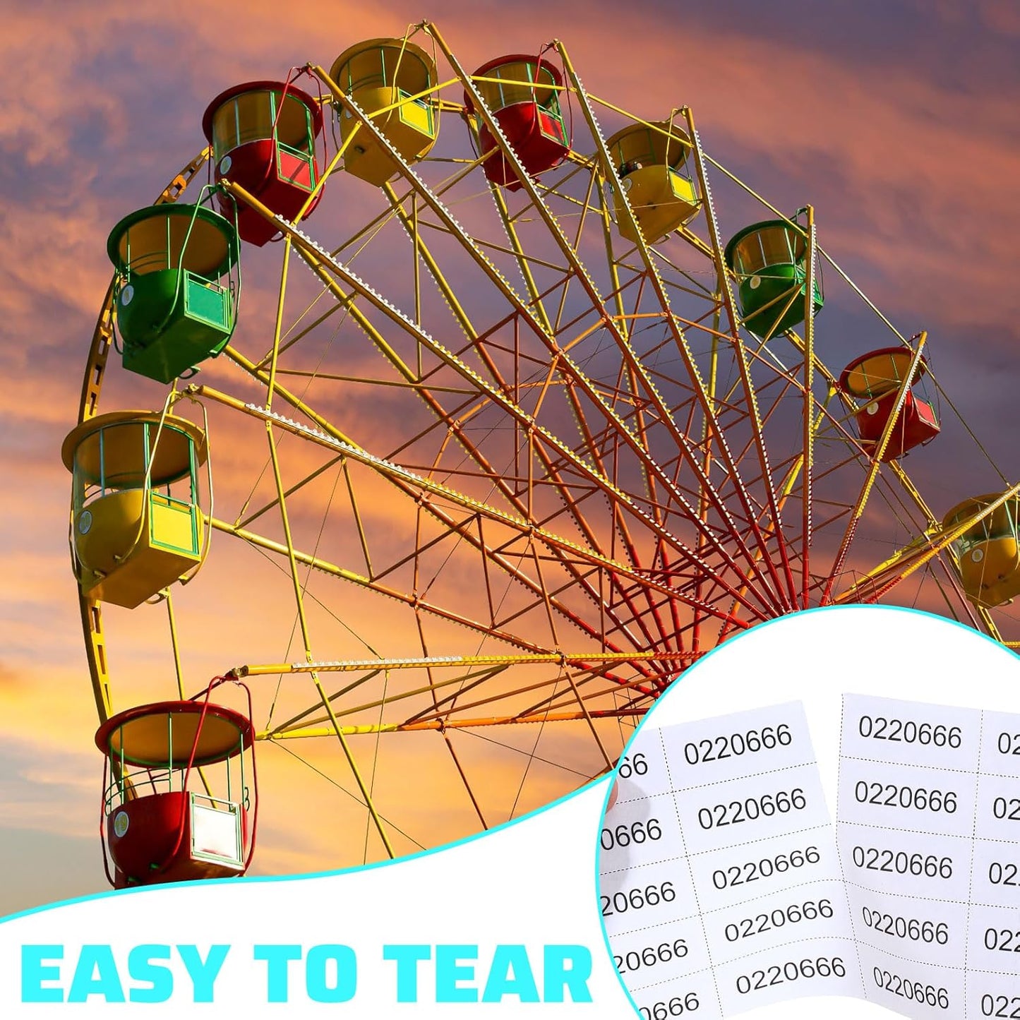 Kosiz 2000 Sheets Raffle Ticket 25 Bid Chinese Auction Tickets Tricky Tray Basket Raffle Sheets for Back to School Class Rewards Carnival Door Prizes Events(White)