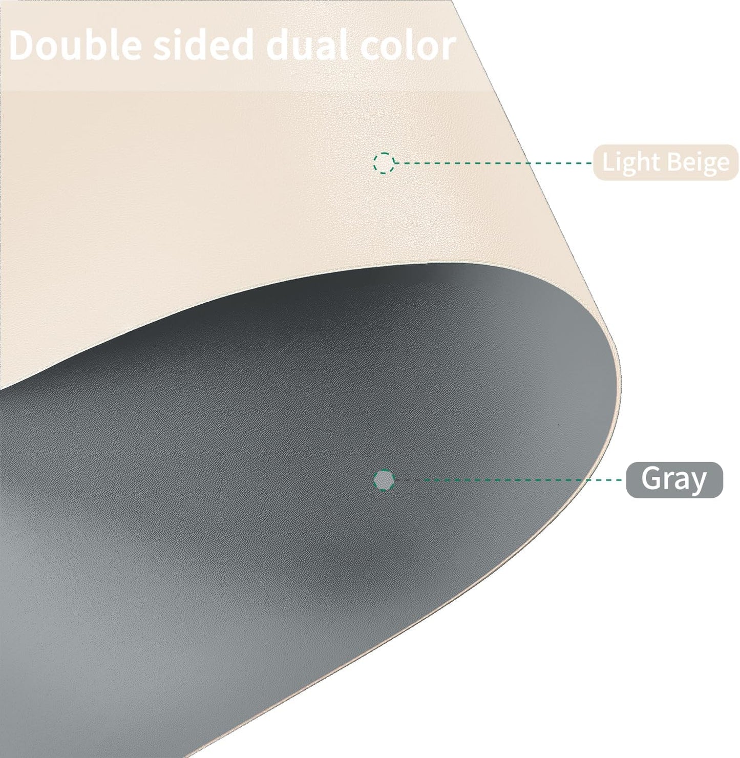 Leather Desk Mat,1.8mm Thick,12x66 Inch Desk Cover,Desk Protector Mat,Dresser Cover Top,Desktop Cover,Dresser Cover Top for Bedroom,Table Protector Mat(Off White+Light Gray,12×66)