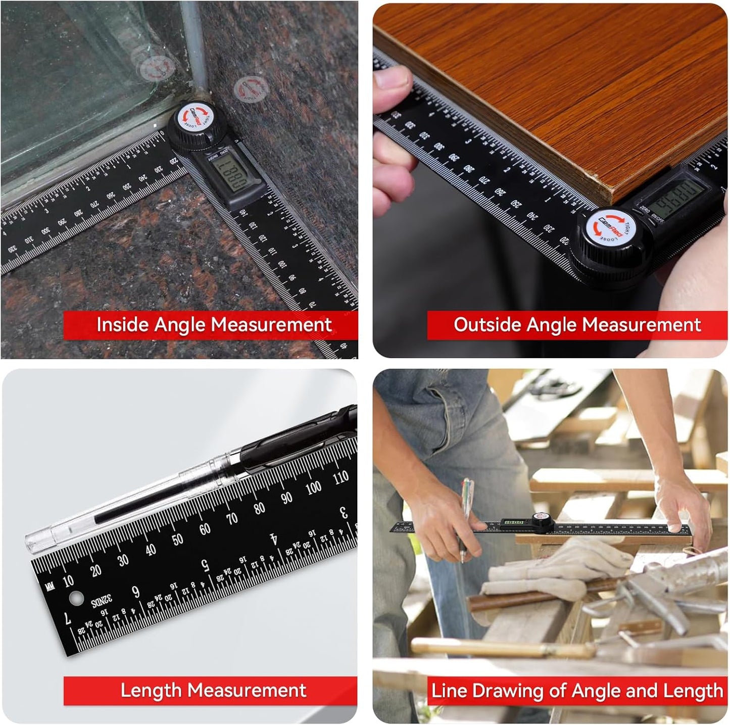 GemRed 82305 Aluminum Digital Angle Finder Protractor