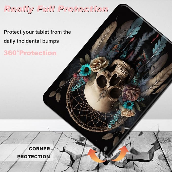 for Amazon Kindle Fire Max 11 Case (13th Generation, 2023 Release) 11",Slim Lightweight Smart Shell Stand Cover with Auto Wake/Sleep for All-New Fire 11 Max Tablet,Dream Catcher Skull