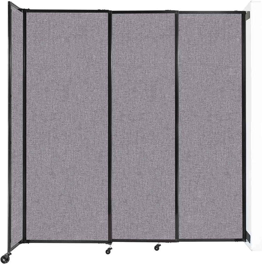 Wall-Mounted Sliding StraightWall Room Divider | Adjustable Widths | Locking Wheels | Room Separator | Up to 7'2" Wide x 7'6" Tall Cloud Gray Fabric Panels