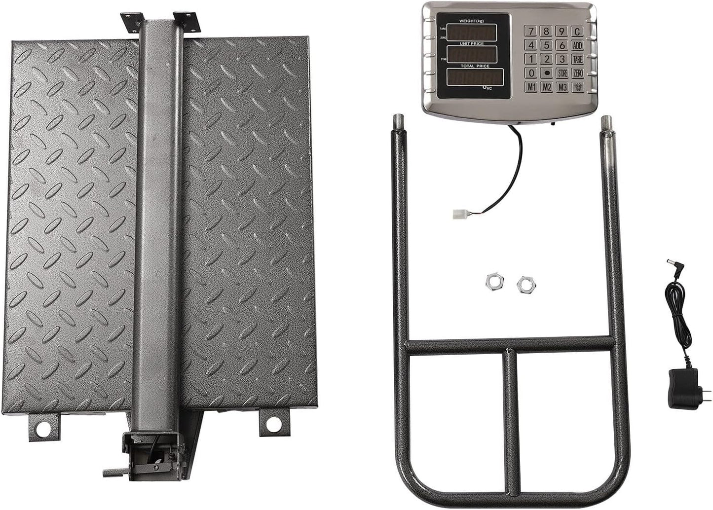 660lb Floor Industrial Platform Scale with Removable Guardrail Digital Scale with Accurate LB/KG High-Definition Displa Foldable for Weighing Luggage Package Shipping Double Sided Display