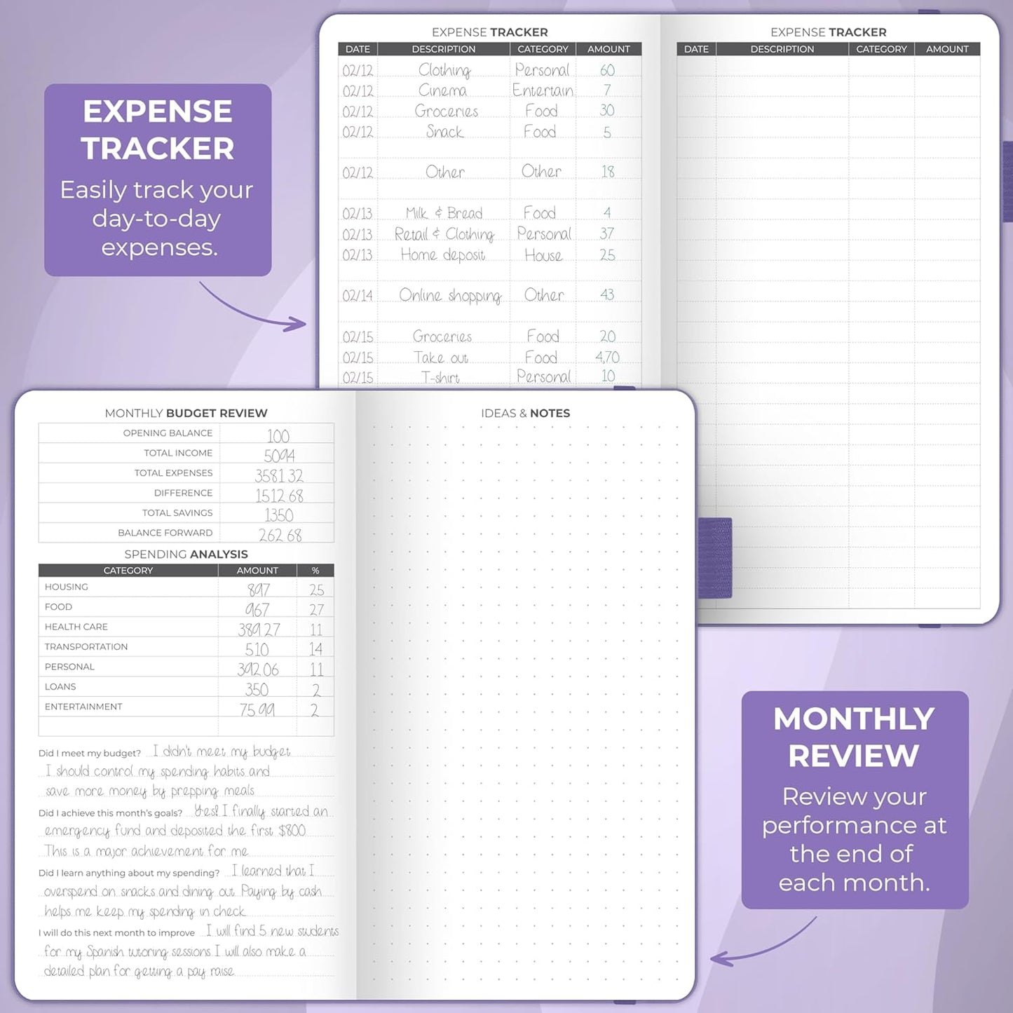 Clever Fox Budget Planner Pocket – Mini Expense Tracker Notebook. Monthly Budgeting Organizer, Finance Logbook & Accounts Book, Small (Lavender)