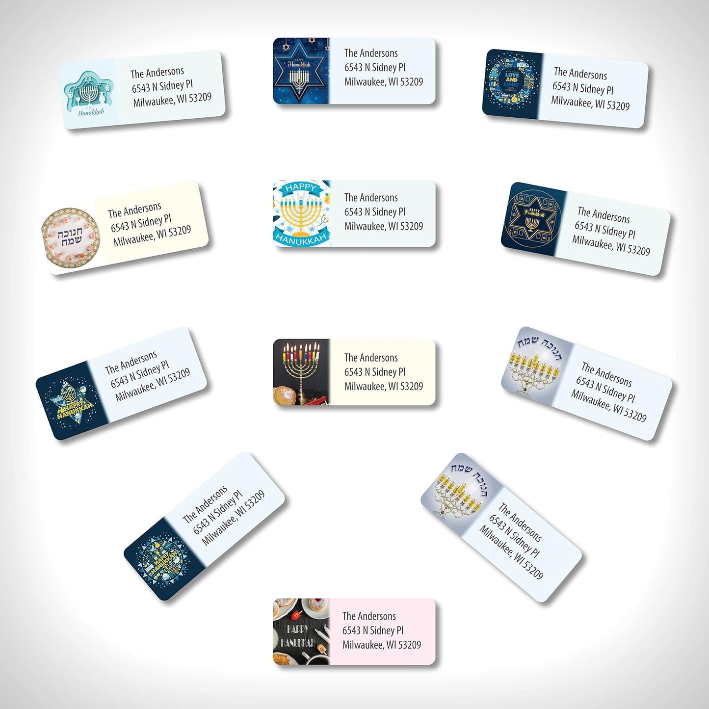 Customized Personalized Address Labels - Made in The USA by Kenco (500 Labels, Hannukah)