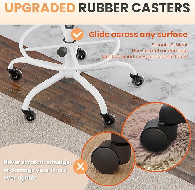 HYLONE Drafting Chair Tall Office, Ergonomic Standing Desk Stool Adjustable Drafting Chair Big Tall Drafting Office Chair Pink