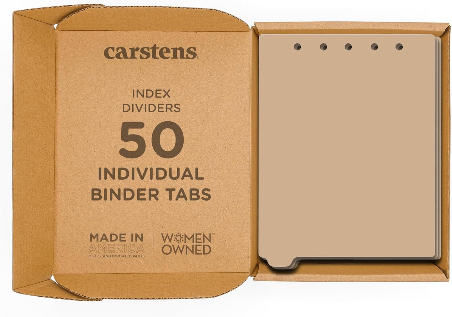Carstens - Heavy Duty Plastic Ring Binder Dividers, Bottom Tab, 1/9 Cut, Tab 1 Position, US Letter, Beige, Case of 50, (2619-10CS) - Ideal Medical Chart Dividers or Index Tabs for 3 Ring Binders